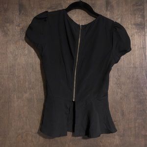 Beautiful black peplum shirt w/ exposed back zip